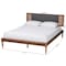 Baxton Studio Eliseo Mid-Century Modern Dark Grey Fabric and Walnut Brown Finished Wood Full Size Platform Bed 239-12635-9818-ZORO - alternate 3